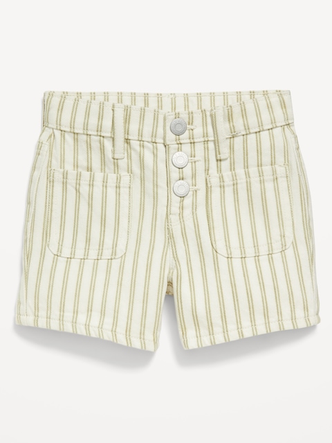 High-Waisted Printed Mariner Jean Shorts for Toddler Girls