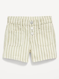 Image number 1 showing, High-Waisted Printed Mariner Jean Shorts for Toddler Girls