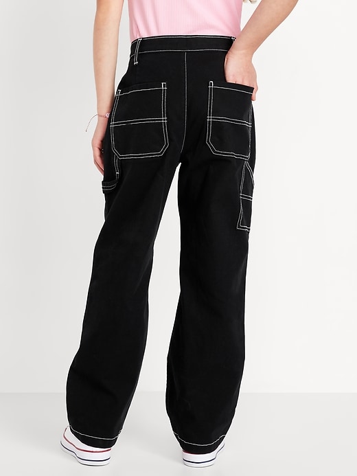 View large product image 2 of 4. Loose High-Waisted Carpenter Pants for Girls