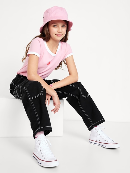 L'image numéro 3 présente Pantalon de menuisier ample à taille haute pour fille