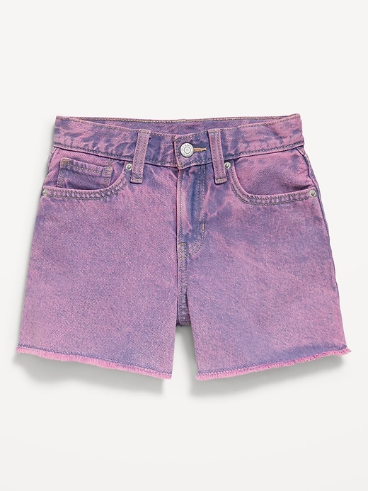 L'image numéro 4 présente Short en denim à taille haute et à ourlet effiloché pour fille