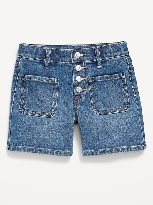 Image number 4 showing, High-Waisted Mariner Midi Jean Shorts for Girls