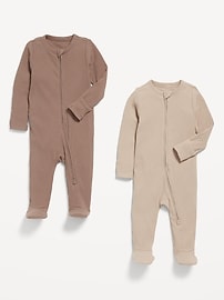 View large product image 3 of 4. Unisex 2-Way-Zip Sleep & Play Footed One-Piece 2-Pack for Baby