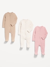 View large product image 4 of 5. 2-Way-Zip Sleep & Play Footed One-Piece 3-Pack for Baby