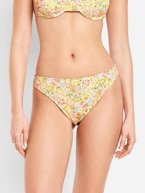 Bas de bikini texturé à taille mi-basse