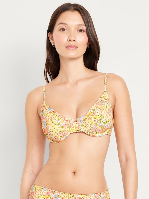 Haut de maillot à armature et balconnet en tissu texturé - Multi