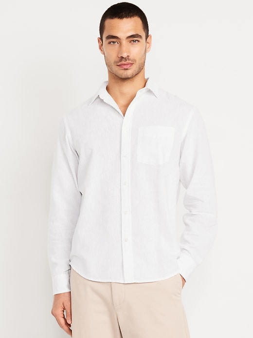 Image number 1 showing, Linen-Blend Pocket Shirt