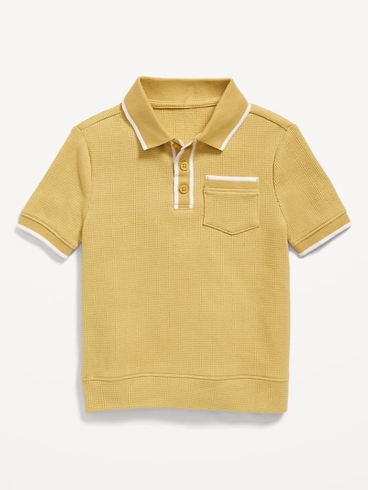 View large product image 1 of 1. Sweater-Knit Pocket Polo Shirt for Toddler Boys