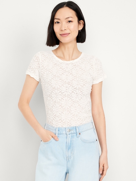 Image number 1 showing, Lace Crew-Neck Top