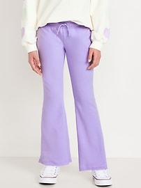 Image number 1 showing, Mid-Rise Flare-Leg Fleece Sweatpants for Girls