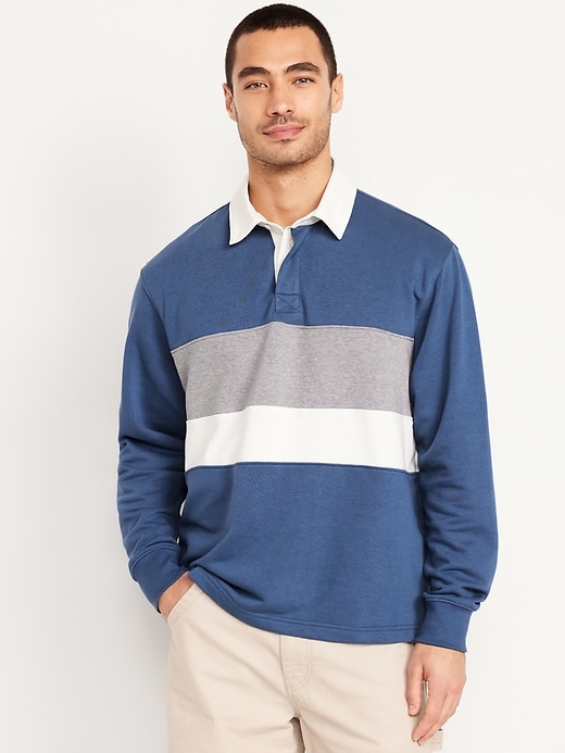 Image number 1 showing, Loose Fit Fleece Rugby Polo