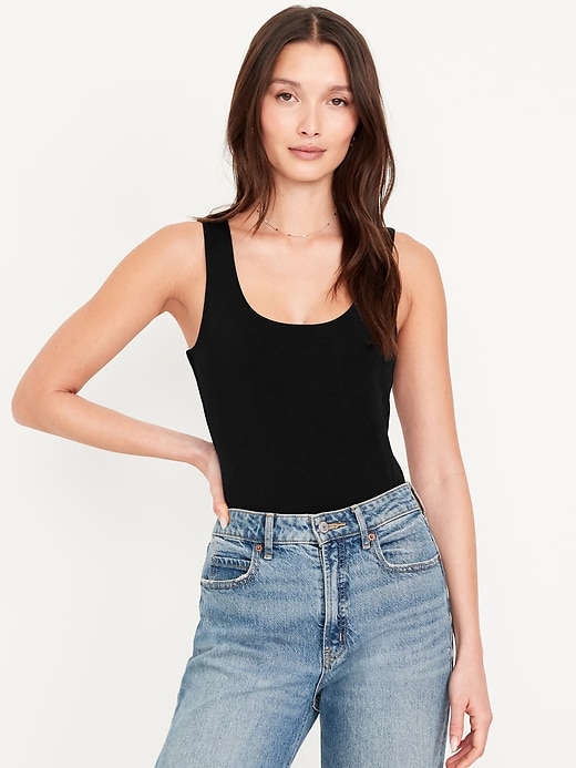 Image number 1 showing, Double-Layer Scoop-Neck Bodysuit