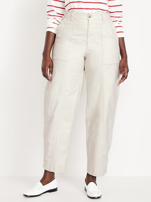 Image number 5 showing, High-Waisted Canvas Barrel Ankle Pants