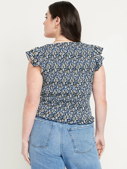 Image number 6 showing, Flutter-Sleeve Smocked Top