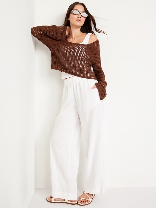 Image number 7 showing, Open-Stitch Cropped Bouclé Sweater