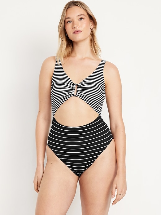 Image number 5 showing, Textured One-Piece Cut-Out Swimsuit