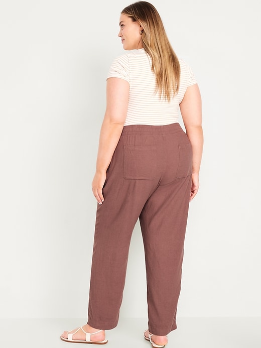 Image number 7 showing, High-Waisted Linen-Blend Straight Ankle Pants