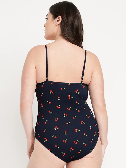 Image number 6 showing, Textured One-Piece Balconette Swimsuit