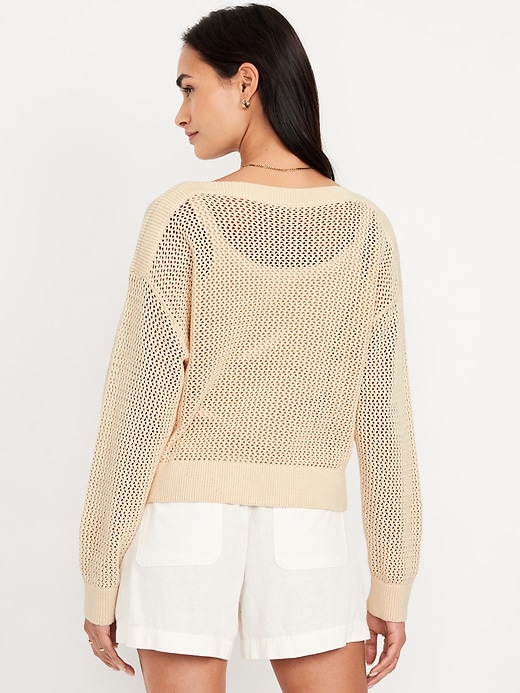 Image number 2 showing, Boat-Neck Open-Stitch Sweater