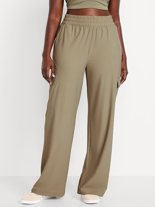 Image number 4 showing, High-Waisted SleekTech Wide-Leg Cargo Pants