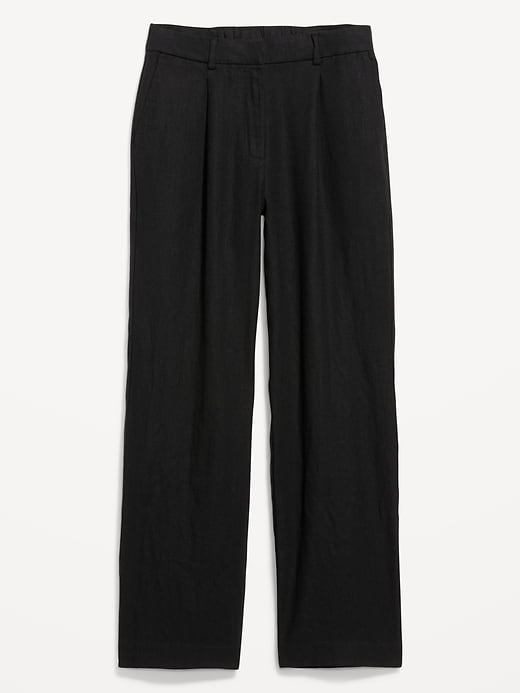 Image number 8 showing, Extra High-Waisted Linen-Blend Taylor Wide-Leg Trouser Pants