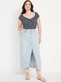 Mid-Rise Jean Maxi Skirt