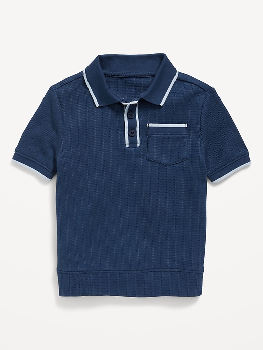 View large product image 2 of 2. Sweater-Knit Pocket Polo Shirt for Toddler Boys