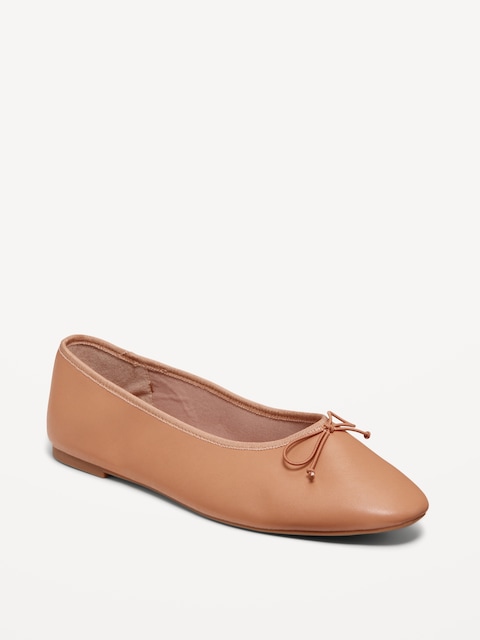Faux-Leather Ballet Flats