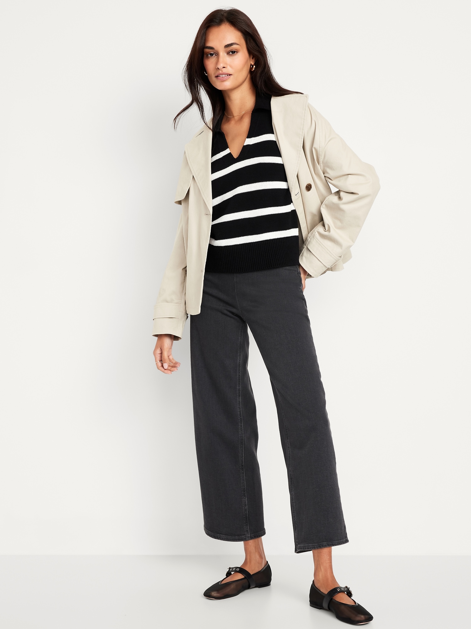 High-Waisted Weekender Pull-On Crop Wide-Leg Jeans