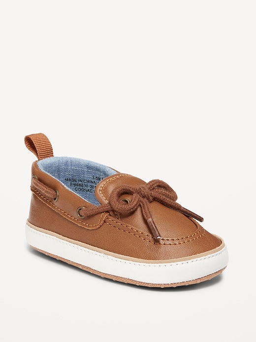 View large product image 1 of 2. Faux-Leather Boat Shoes for Baby