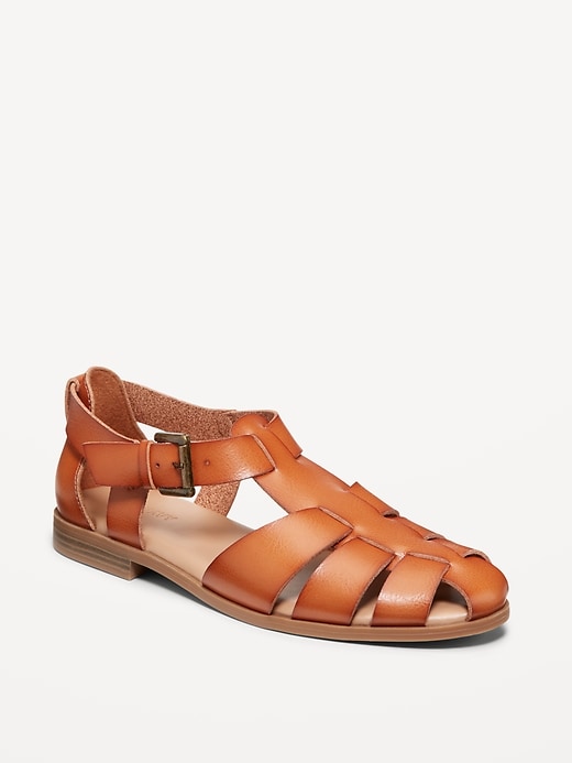 Image number 1 showing, Faux-Leather Fisherman Sandals