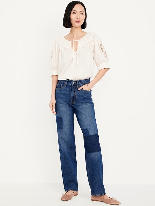 Image number 1 showing, High-Waisted OG Loose Laser Patch Jeans