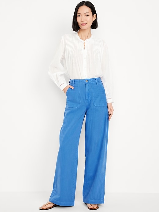 Image number 1 showing, High-Waisted Baggy Wide-Leg Jeans