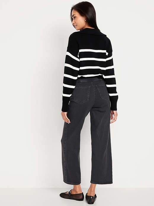 Image number 3 showing, High-Waisted Weekender Pull-On Crop Wide-Leg Jeans