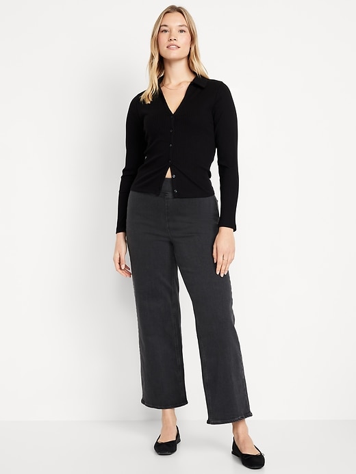 Image number 4 showing, High-Waisted Weekender Pull-On Crop Wide-Leg Jeans