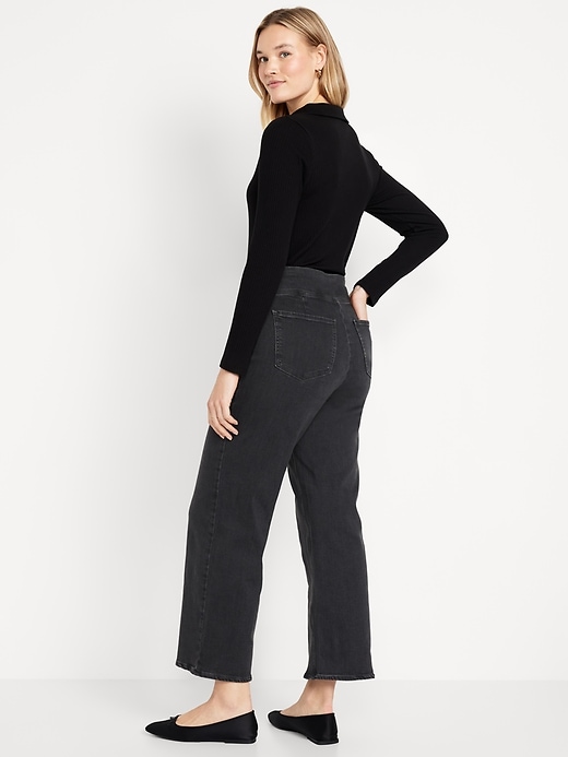 Image number 5 showing, High-Waisted Weekender Pull-On Crop Wide-Leg Jeans