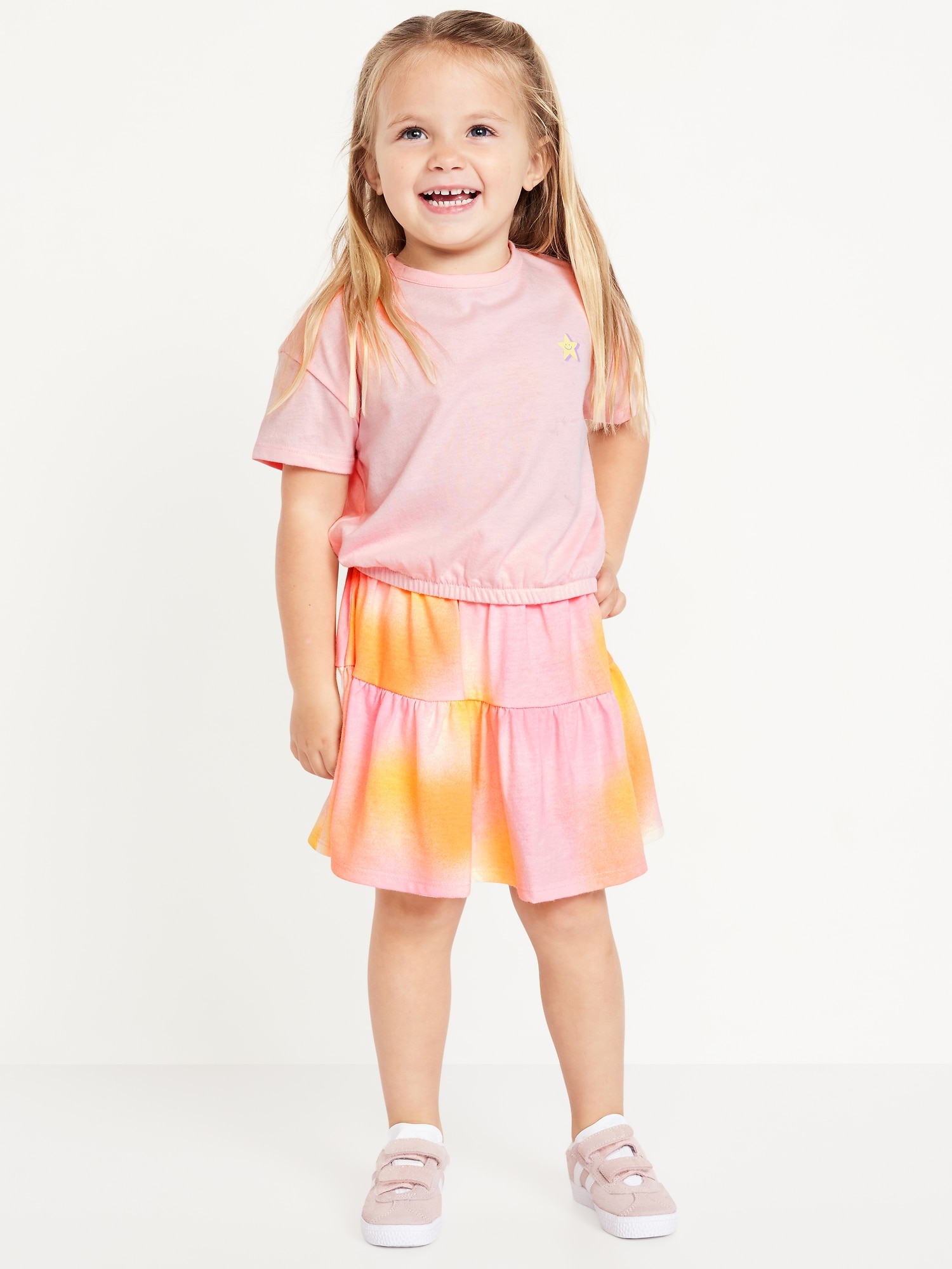 Short-Sleeve Graphic T-Shirt and Skort Set for Toddler Girls