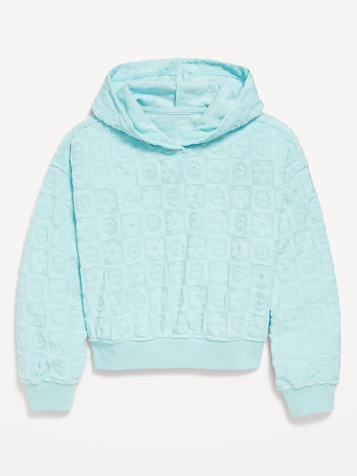 View large product image 1 of 1. Loose Textured Terry Pullover Hoodie for Girls