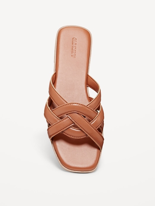 Image number 3 showing, Faux-Leather Woven Strap Sandals