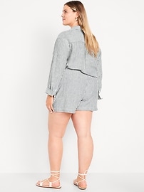 High-Waisted Linen-Blend Pull-On Shorts -- 3.5-inch inseam