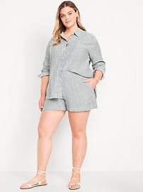 High-Waisted Linen-Blend Pull-On Shorts -- 3.5-inch inseam