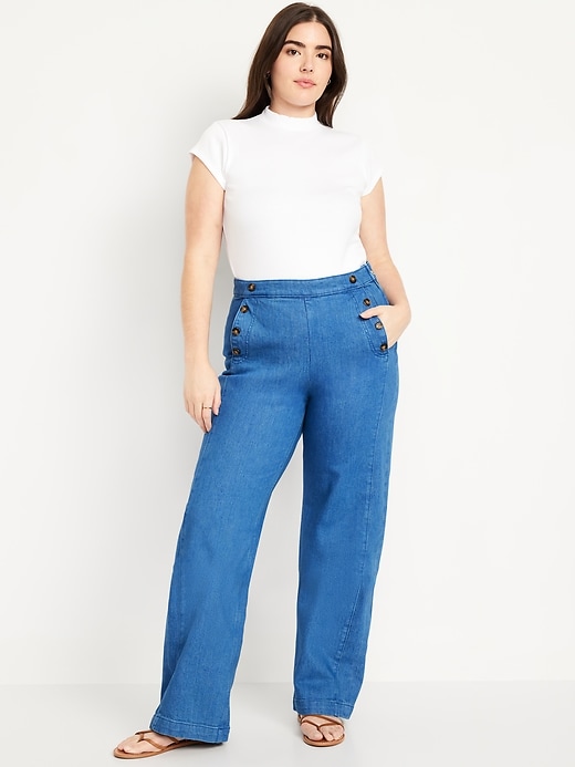 Image number 4 showing, Extra High-Waisted Mariner Wide-Leg Jeans