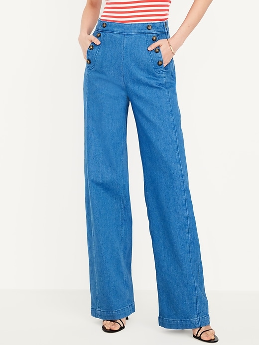 Image number 2 showing, Extra High-Waisted Mariner Wide-Leg Jeans