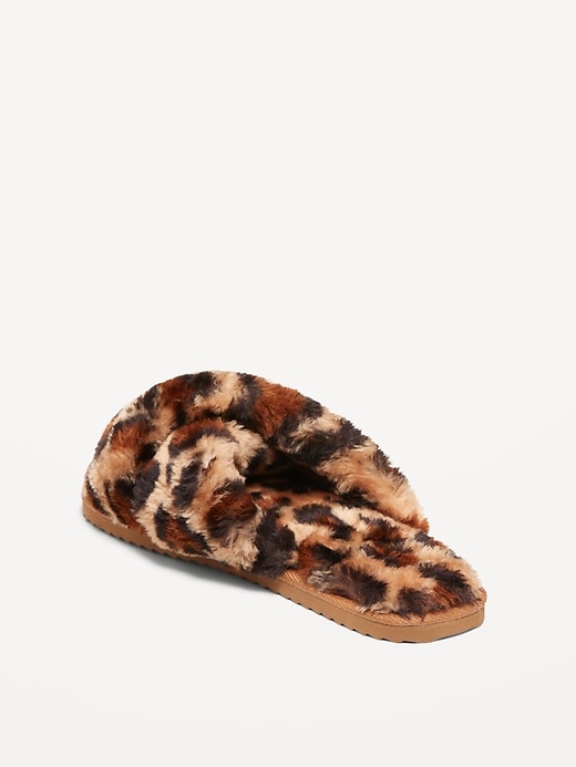 Image number 5 showing, Faux-Fur Cross-Front Slippers