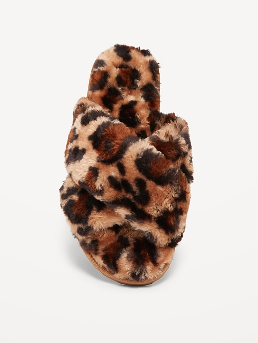 Image number 3 showing, Faux-Fur Cross-Front Slippers