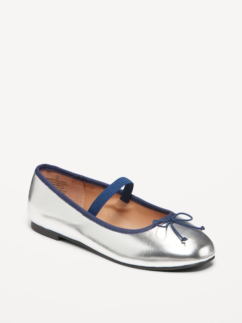 Shiny Metallic Ballet Flats for Girls