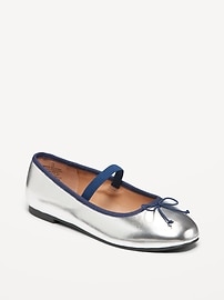 Image number 1 showing, Shiny Metallic Ballet Flats for Girls