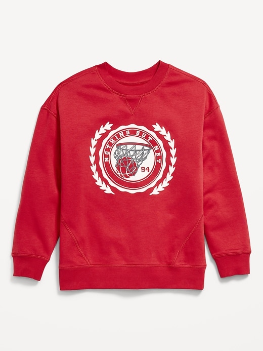 View large product image 2 of 3. Oversized Graphic Fleece Crew-Neck Sweatshirt for Boys