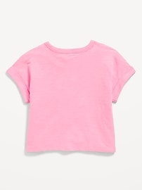 View large product image 3 of 4. Short-Sleeve Slub-Knit Pocket T-Shirt for Girls