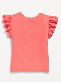 View large product image 3 of 3. Fitted Short-Sleeve Ruffle-Trim Ribbed Top for Girls